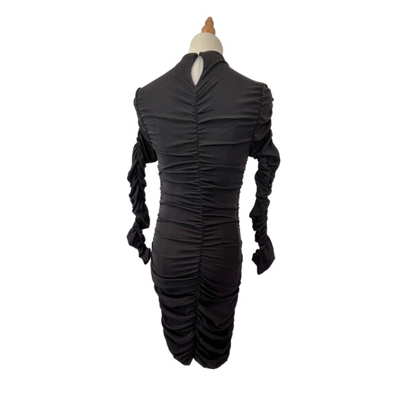 ASTR the Label Black Mini Dress Bodycon Gathered Sides/Sleeves Ruching NEW NWT - Picture 3 of 9